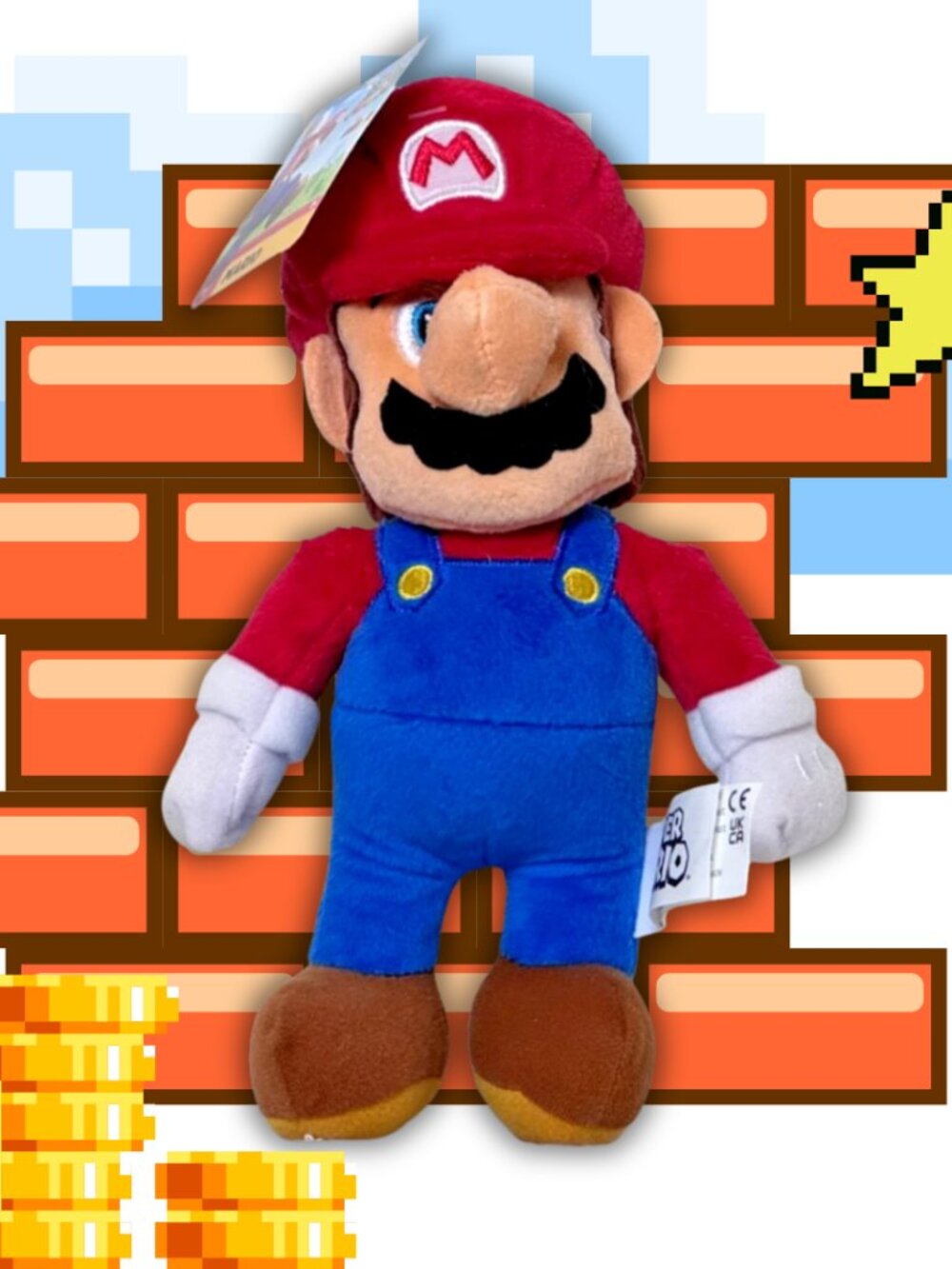 Nintendo Mario Plush 10” Jakks Pacific Super Mario Bros NWT Licensed